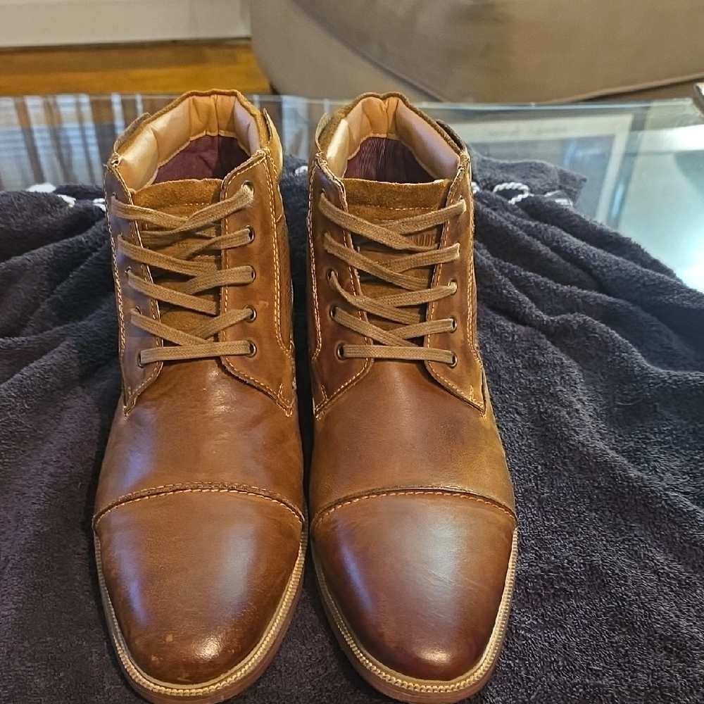 Men's Steve Madden Tan Brown Distressed Leather P-Morris Ankle Boots
